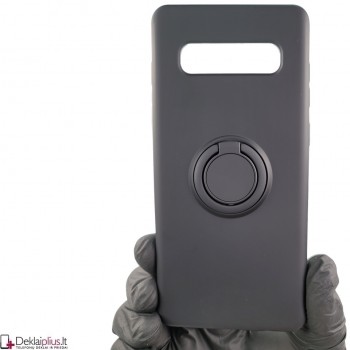 Švelnaus silikono dėklas su žiedu - juodas (Samsung S10 Plus)
